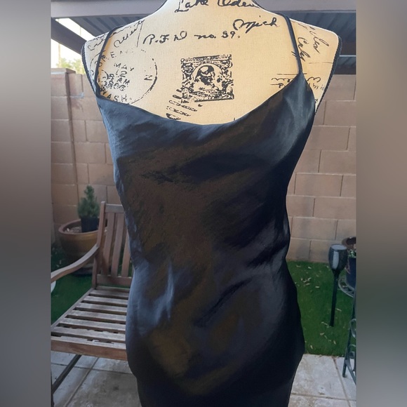 ASOS Design Satin Slip Maxi Strappy Adjust Back Trumpet Cocktail Dress US 6 UK10 - Picture 6 of 16